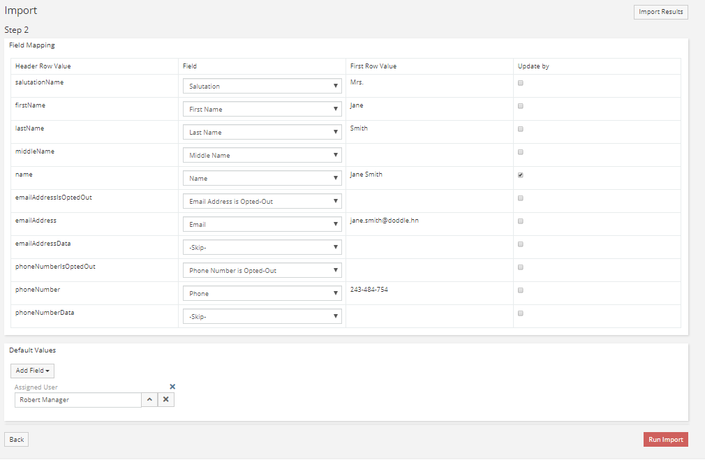 Import Field Mapping