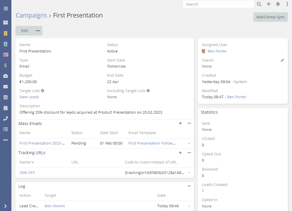 Image demonstrating the process of Campaign creation and bulk email dispatch in the CRM