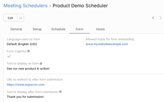 Meeting Scheduler Form