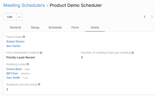 Meeting Scheduler Hosts