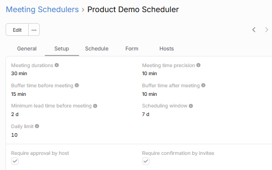 Meeting Scheduler Setup