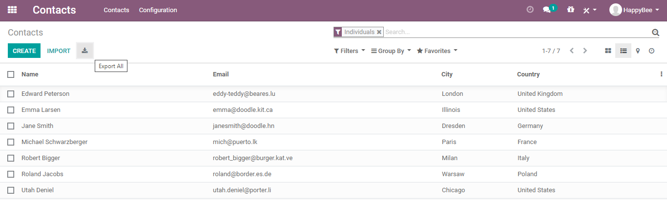 Odoo Export Screen 1