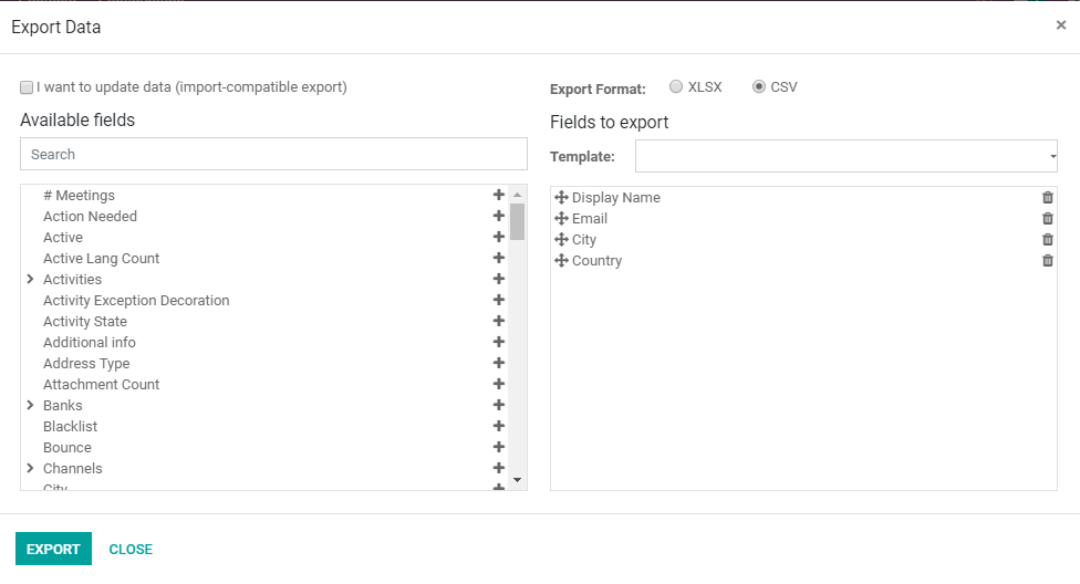 Odoo Export Screen 3