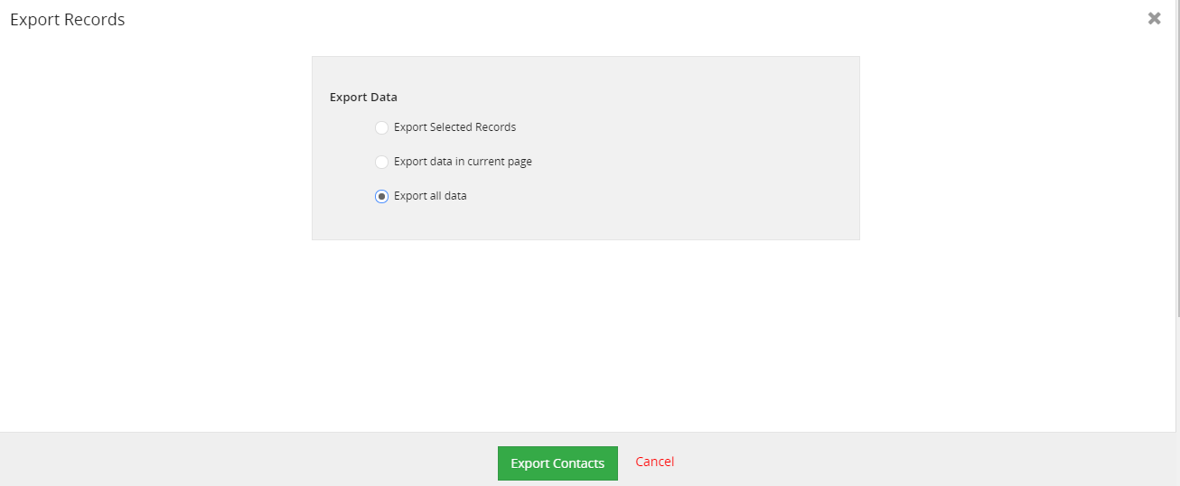 Vtiger CRM Export Screen 3